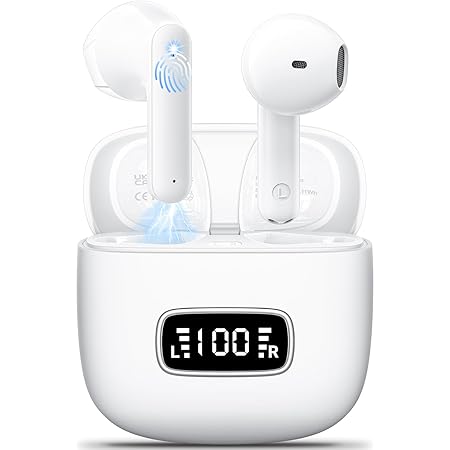 Bluetooth Kopfhörer,Godyse Kopfhörer Kabellos Bluetooth 5.3 LED Anzeige 42 std Spielzeit mit 4 Mikrofon ENC Anruf Noise Cancelling HIFI Stereo IPX6 Wasserdicht Bluetooth Kopfhörer für iOS Android Weiß